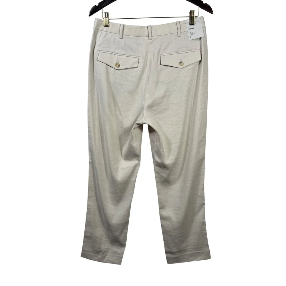 Babaton Aritzia‎ Slater Pant 8 Matte Pearl High Rise Linen TENCEL Trouser NWT